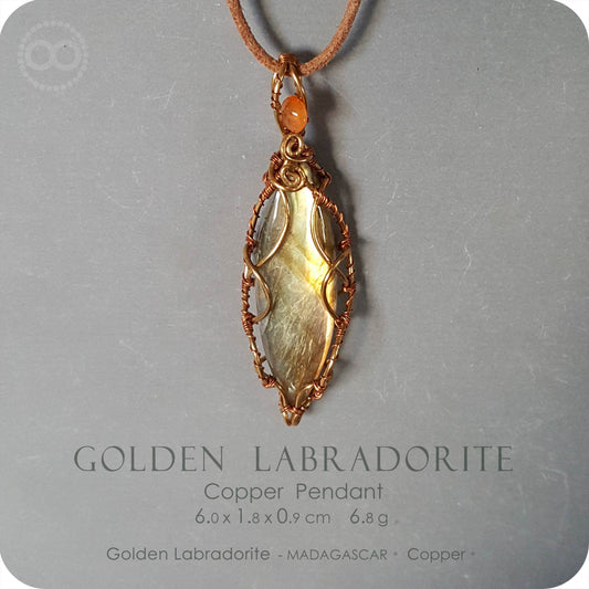 Golden Labradorite Copper Pendant- H125