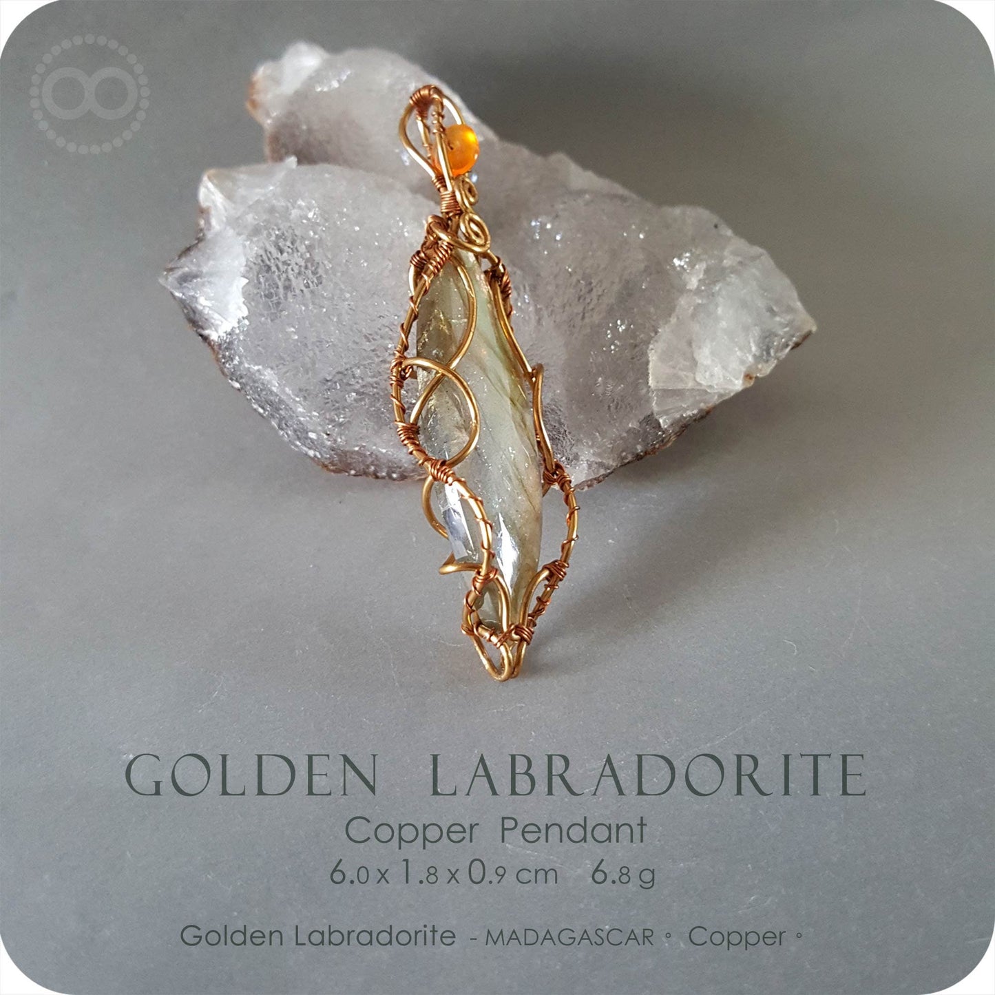 Golden Labradorite Copper Pendant- H125