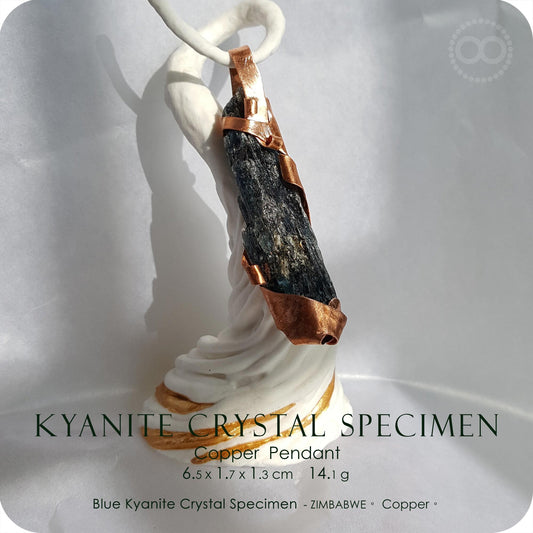 ZIMBABWE Kyanite Specimen Copper Pendant - H187
